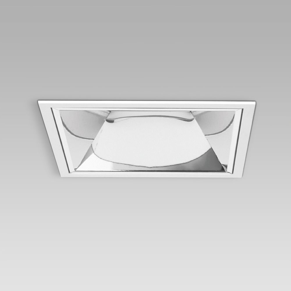 Apparecchio da incasso a soffitto dall'elegante design quadrato e dall'elevato comfort visivo per l'illuminazione di interni