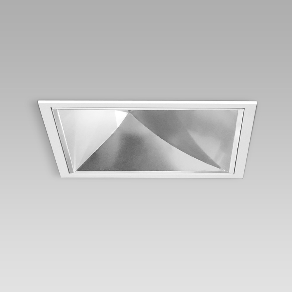 Apparecchio da incasso a soffitto dall'elegante design quadrato e dall'elevato comfort visivo per l'illuminazione di interni